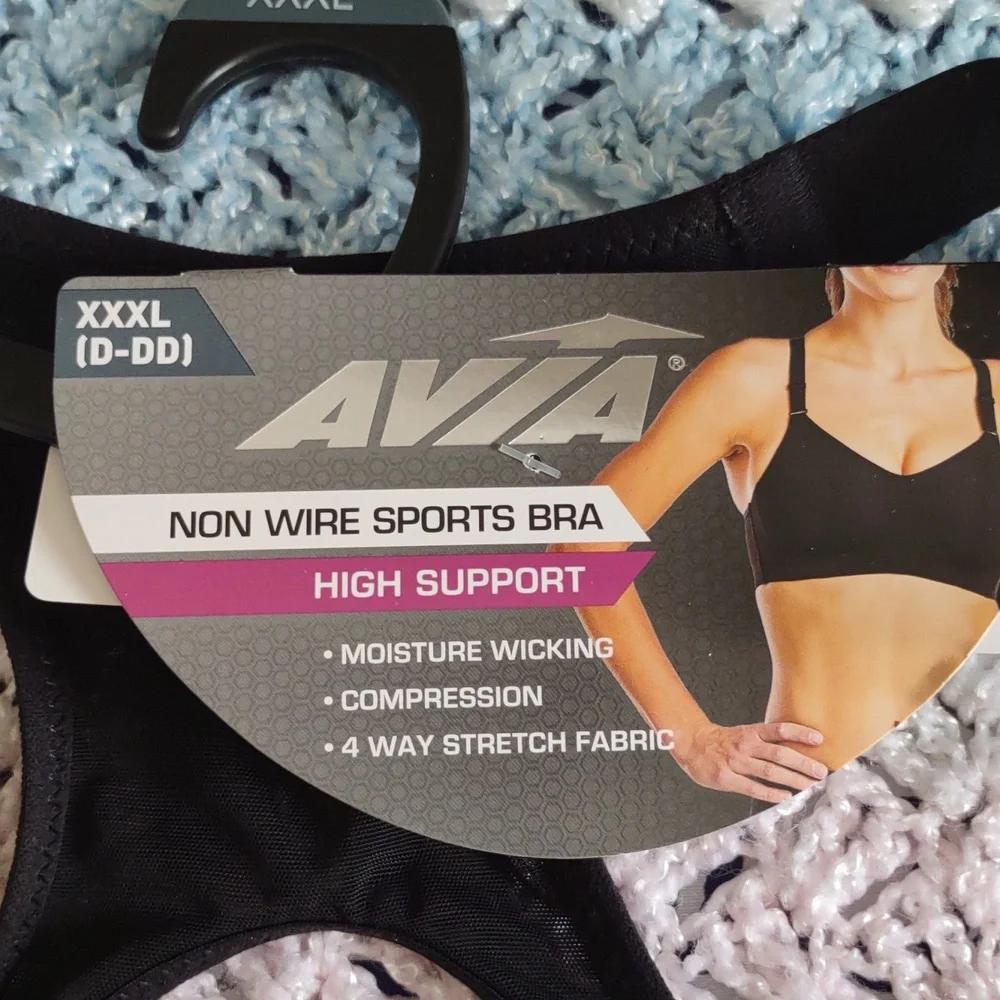 Avia XXXL (D-DD) Non Wire High Support Black Bra *Flawed* - Picture 10 of 14